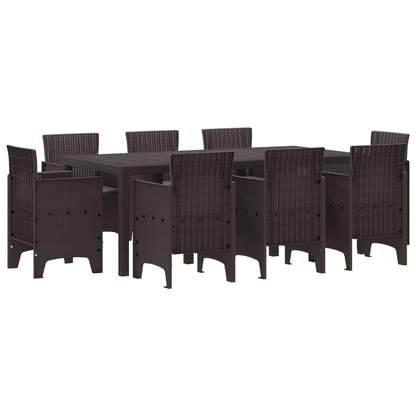 9-delige Tuinset met kussens poly rattan bruin
