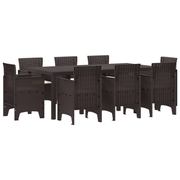 Tuinset 9-delig poly rattan bruin