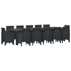 Garden Dining Set with Cushions 13 pcs Anthracite Plastic