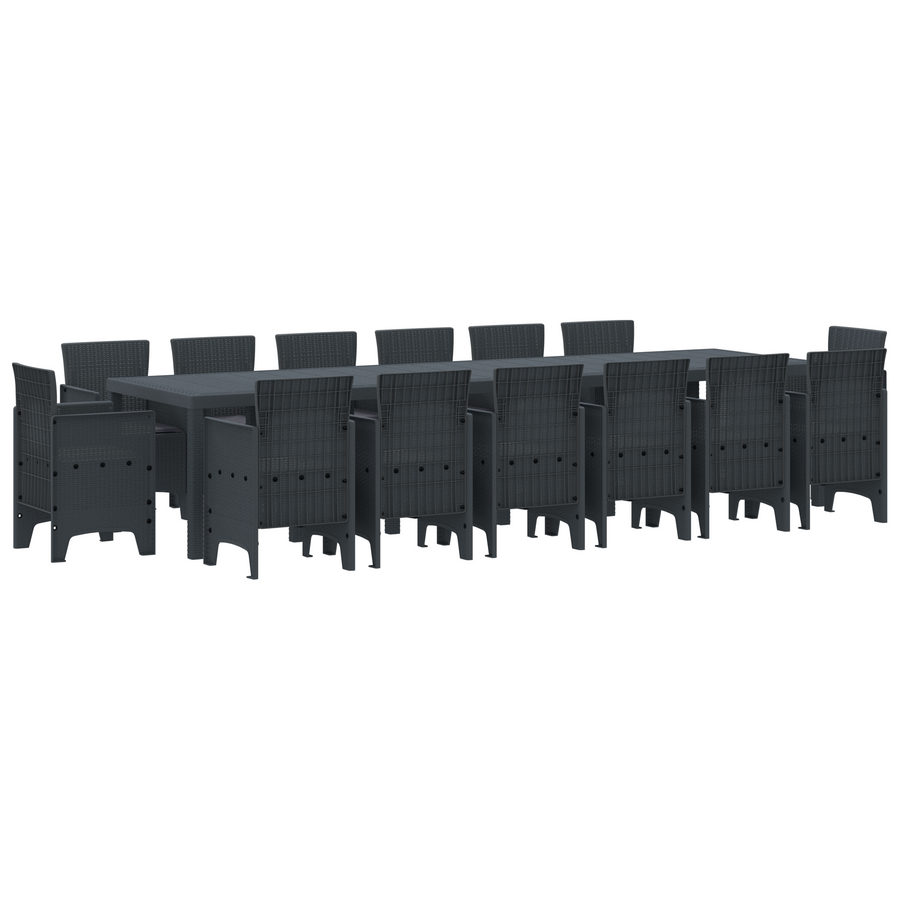 15-delige Tuinset met kussens poly rattan antraciet