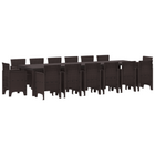 Tuinset poly rattan 15-delig bruin