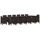 Garden Dining Set 15 pcs Brown Poly rattan