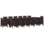 Tuinset 15-delig poly rattan bruin voor 14 personen
