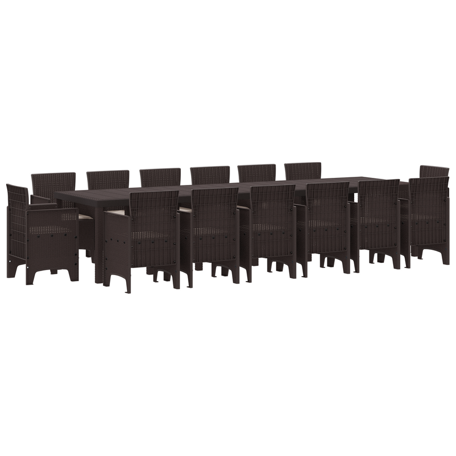 15-delige Tuinset met kussens poly rattan bruin