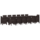 Garden Dining Set 15 pcs Brown Poly rattan