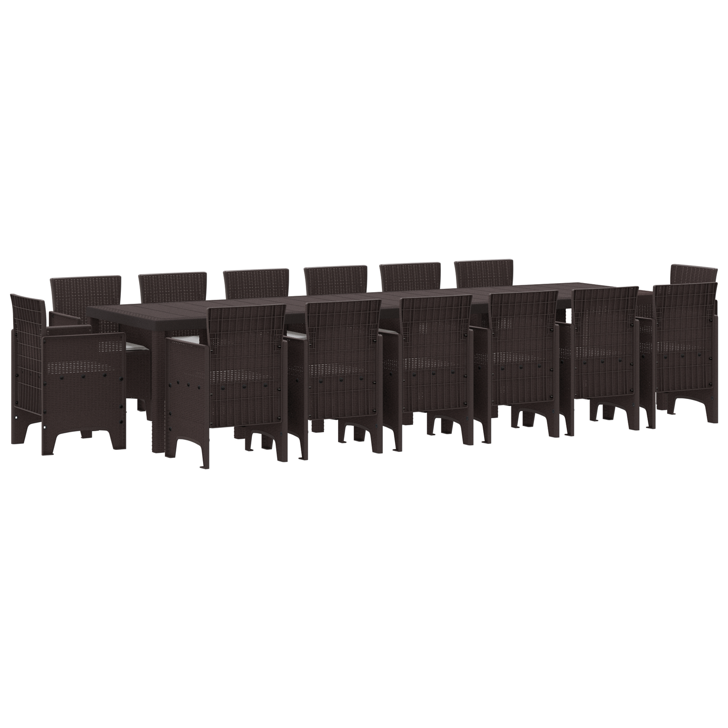 15-delige Tuinset met kussens poly rattan bruin