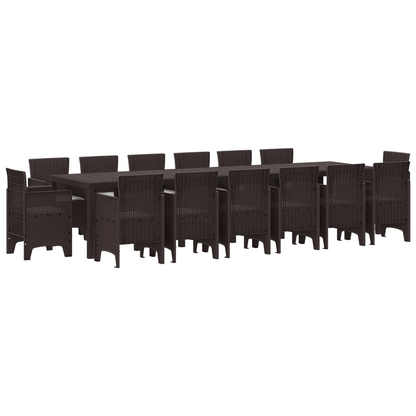15-delige Tuinset met kussens poly rattan bruin