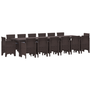 Tuinset poly rattan 15-delig bruin