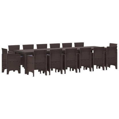 15-delige Tuinset met kussens poly rattan bruin