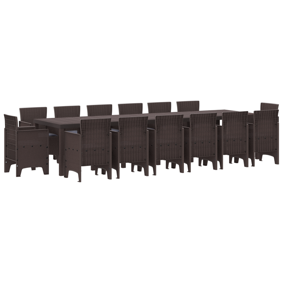 15-delige Tuinset met kussens poly rattan bruin