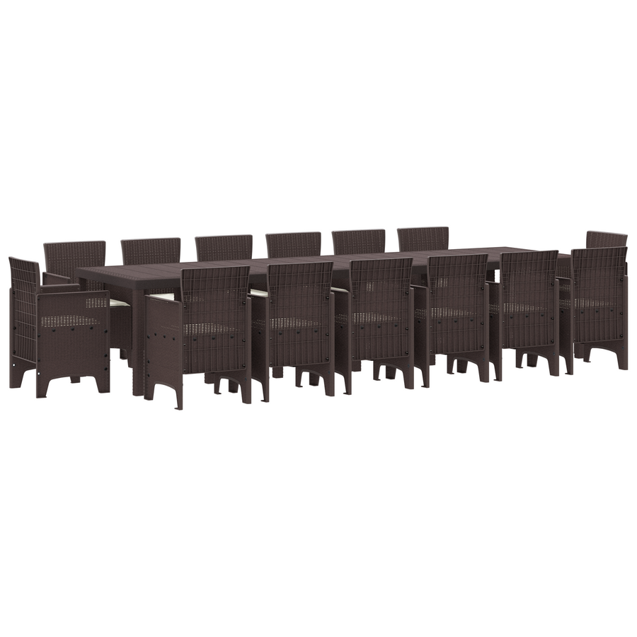 15-delige Tuinset met kussens poly rattan bruin