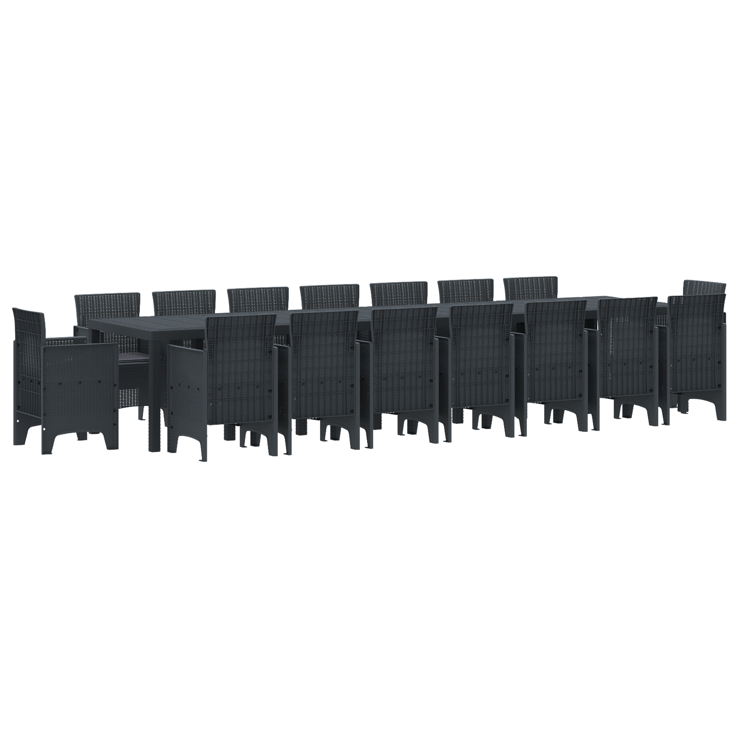 17-delige Tuinset met kussens poly rattan antraciet