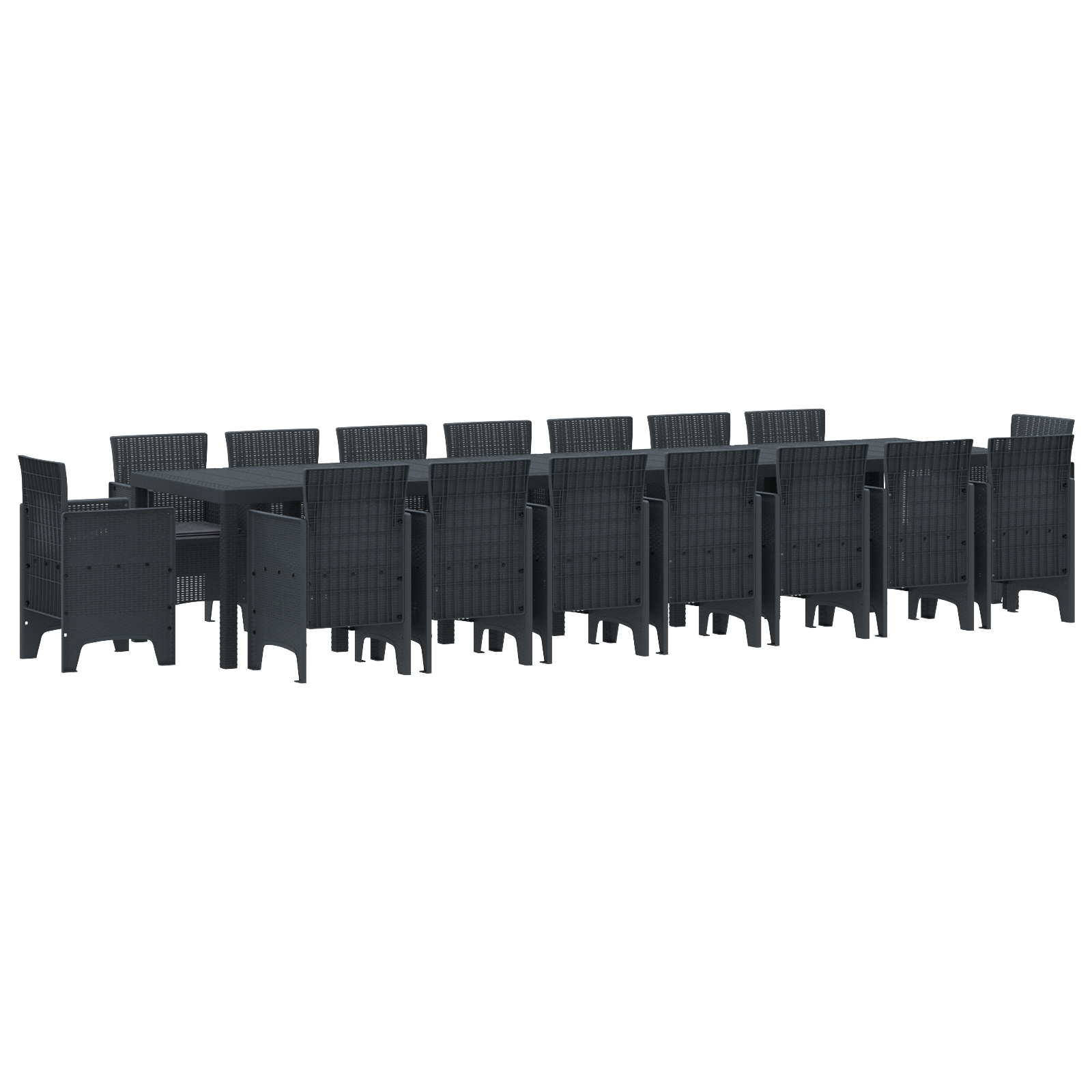 17-delige Tuinset met kussens poly rattan antraciet