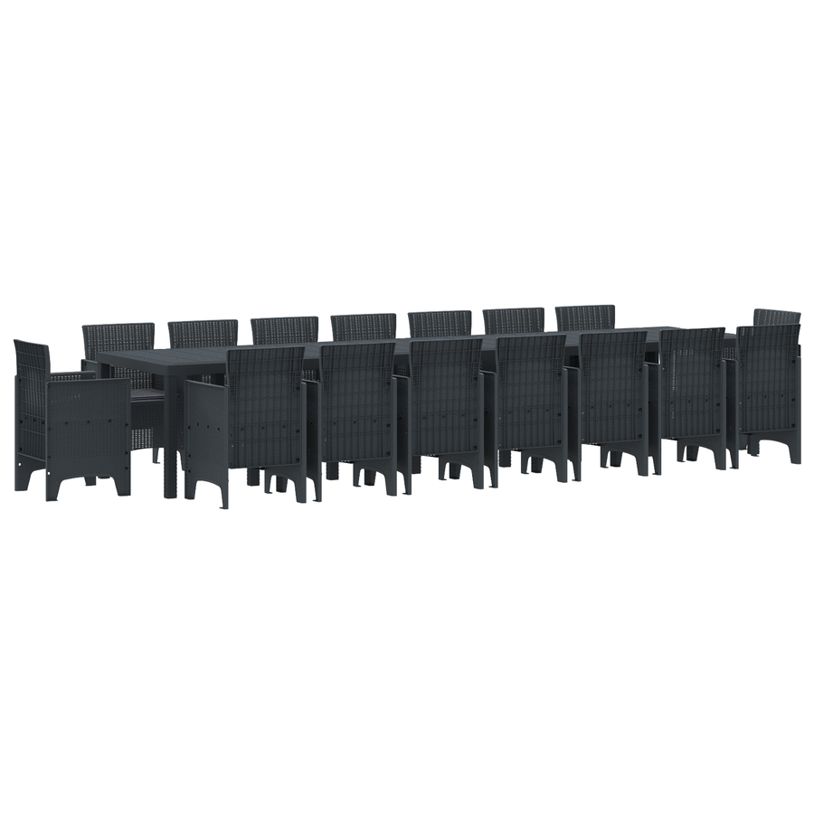 17-delige Tuinset met kussens poly rattan antraciet