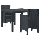 Tuinset 3-delig poly rattan antraciet