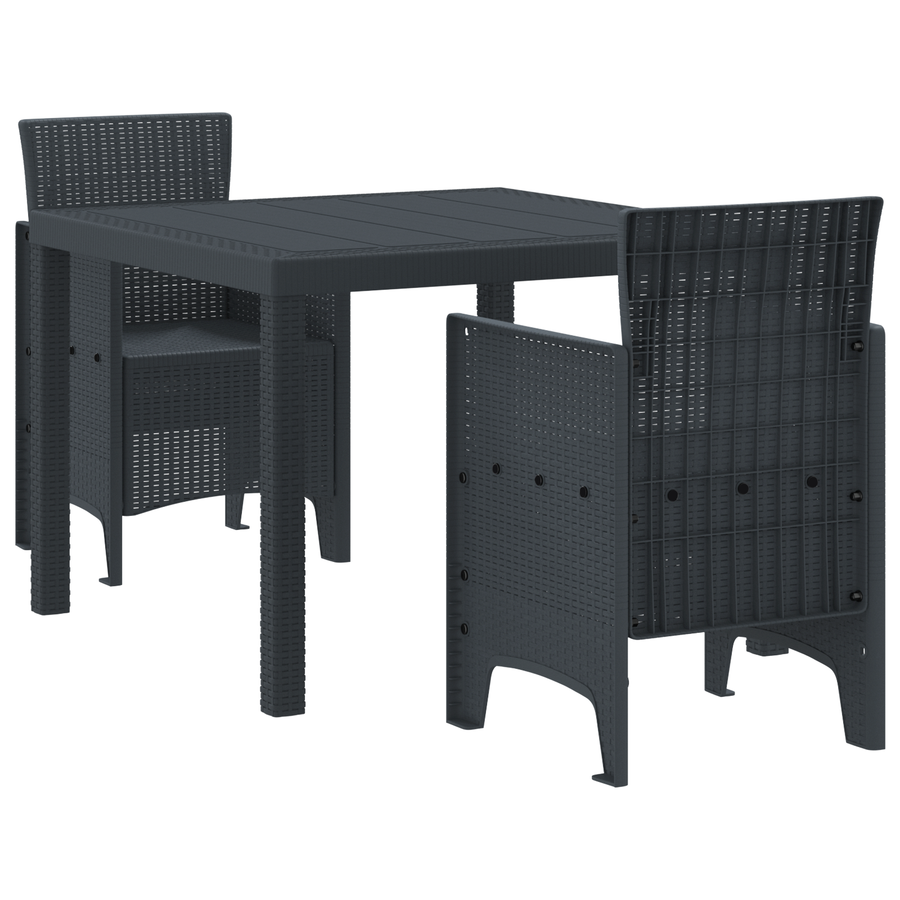 3-delige Tuinset poly rattan antraciet