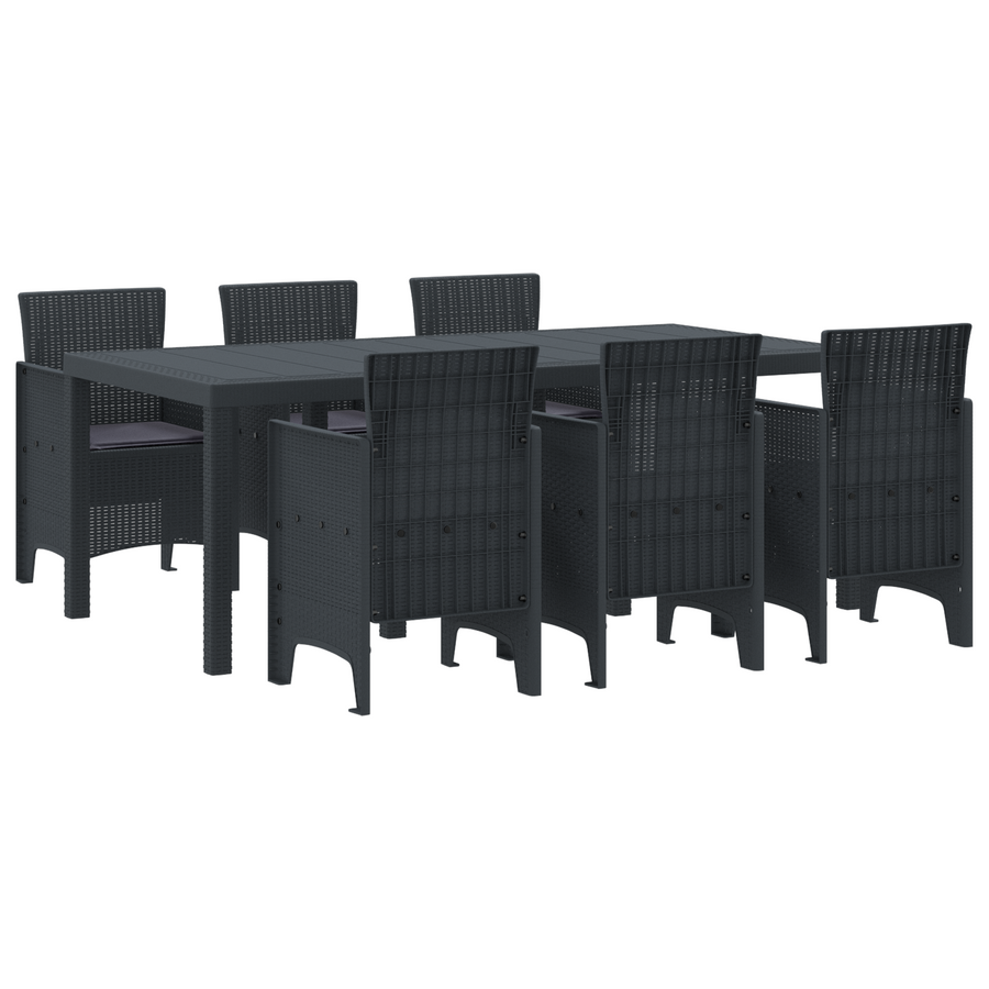7-delige tuinset met kussens in antraciet poly rattan
