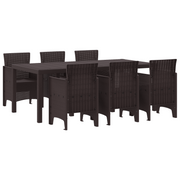 Tuinset 7 personen polypropyleen bruin