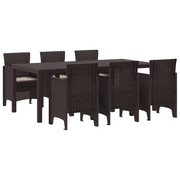 Tuinset 7-delig poly rattan bruin