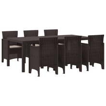 7-delige tuinset met kussens in bruin poly rattan