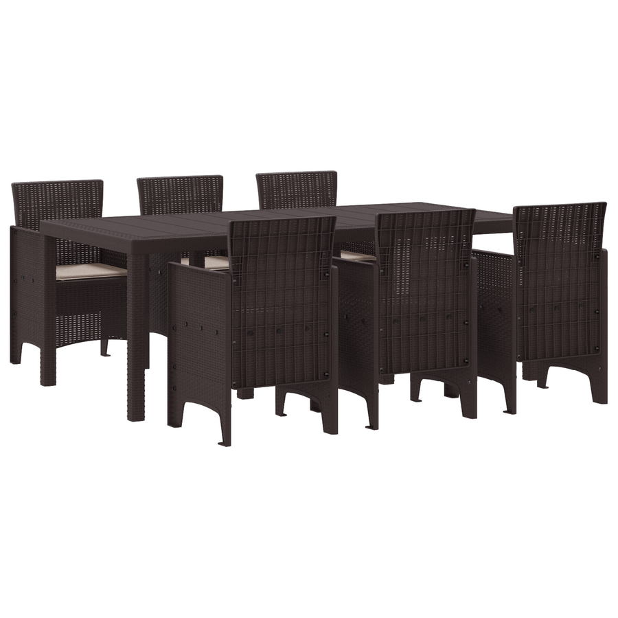 7-delige tuinset met kussens in bruin poly rattan