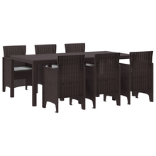 7-delige tuinset met kussens in bruin poly rattan