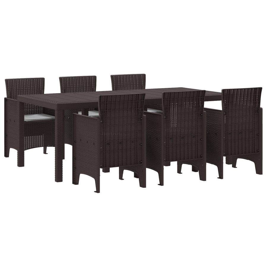 7-delige tuinset met kussens in bruin poly rattan