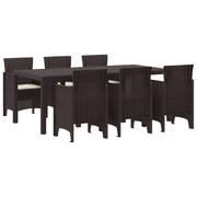 Tuinset 7-delig poly rattan bruin