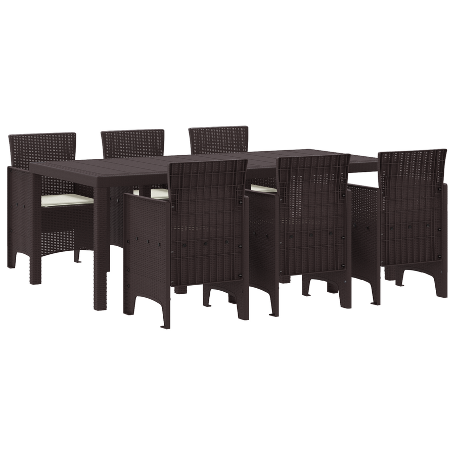 7-delige tuinset met kussens in bruin poly rattan