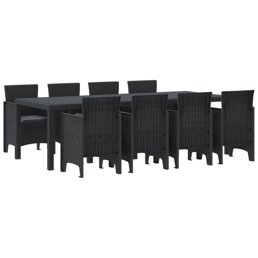 9-delige Tuinset met kussens poly rattan antraciet