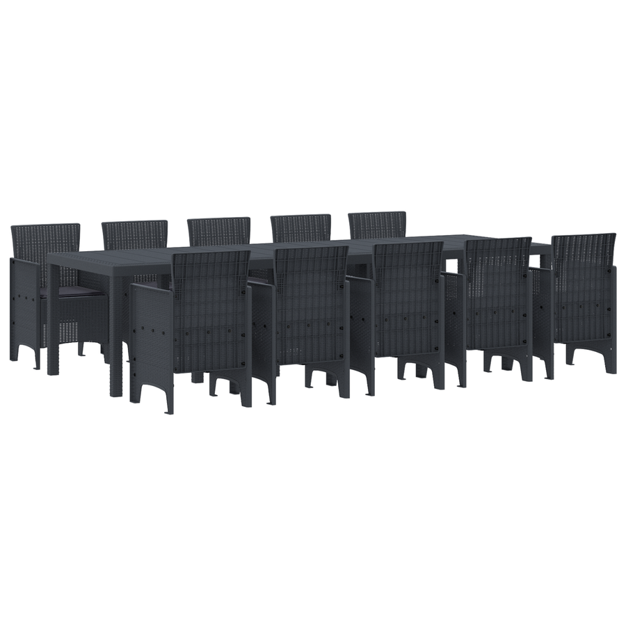 11-delige Tuinset met kussens poly rattan antraciet