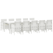 Outdoor Dining Set with Cushions 11 pcs White Poly Rattan and Steel