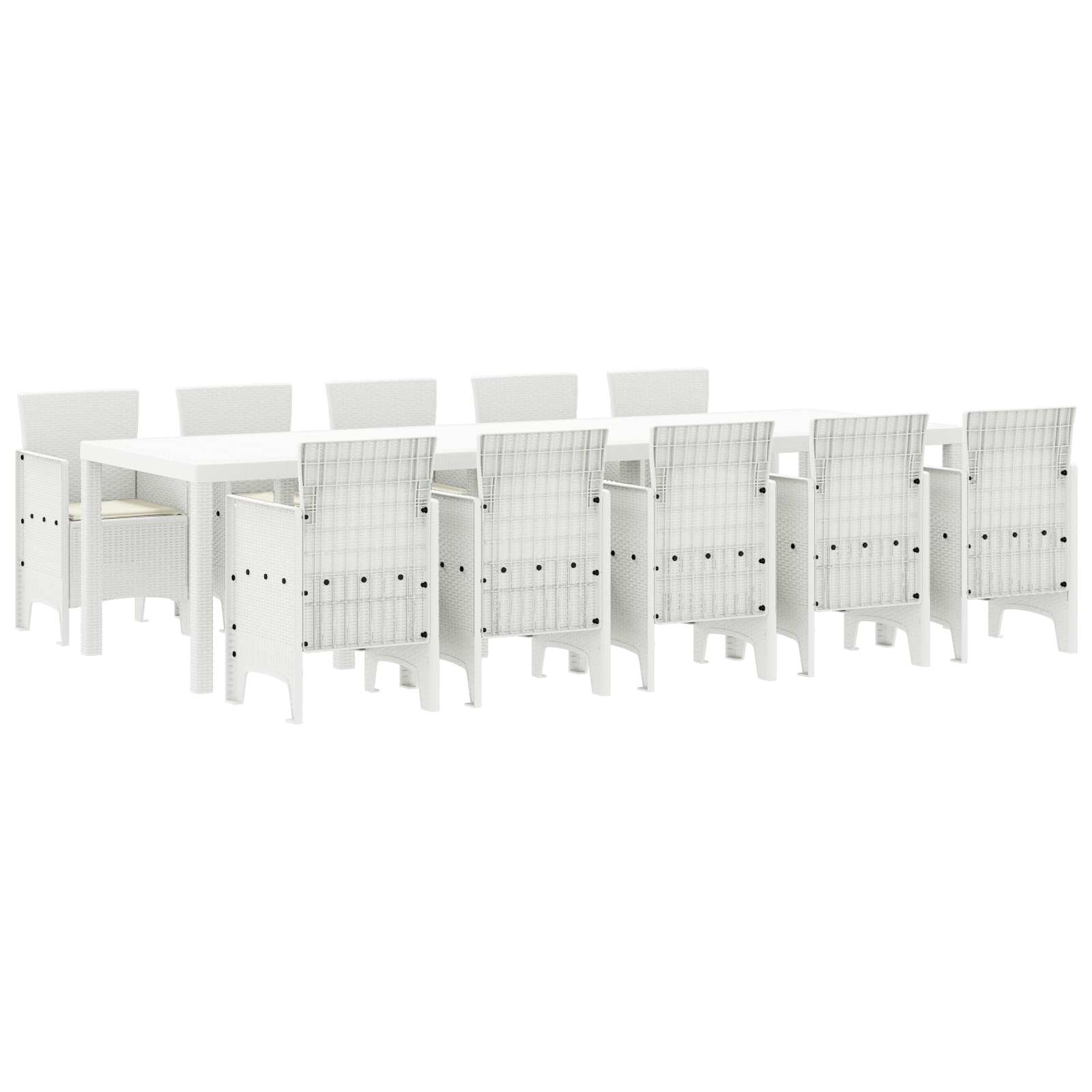 11-delige Tuinset met kussens poly rattan wit