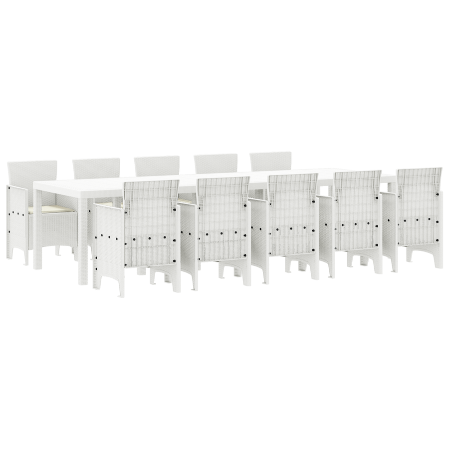 11-delige Tuinset met kussens poly rattan wit