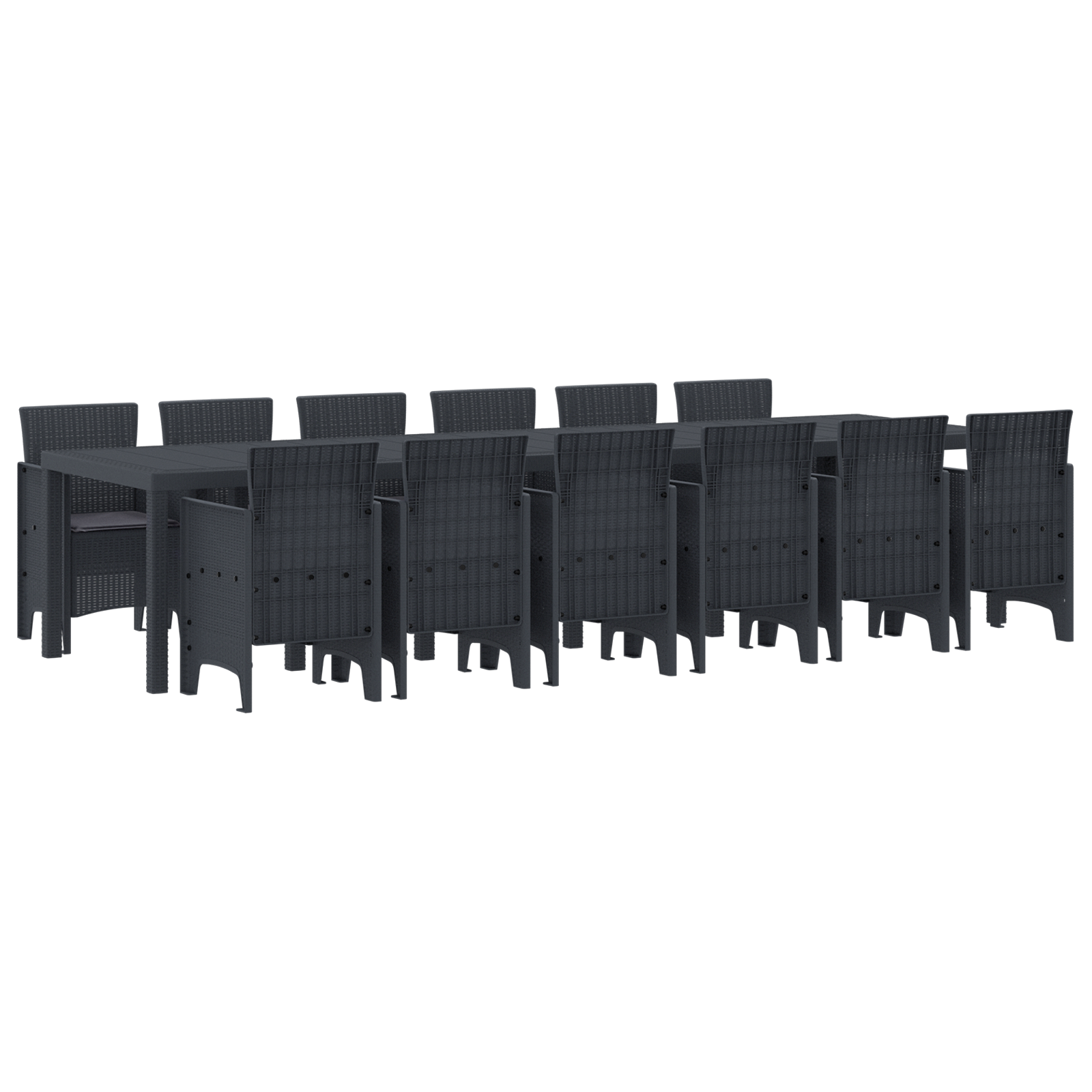 13-delige Tuinset met kussens poly rattan antraciet