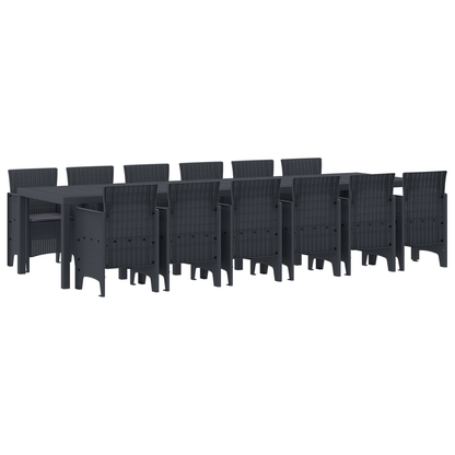 13-delige Tuinset met kussens poly rattan antraciet