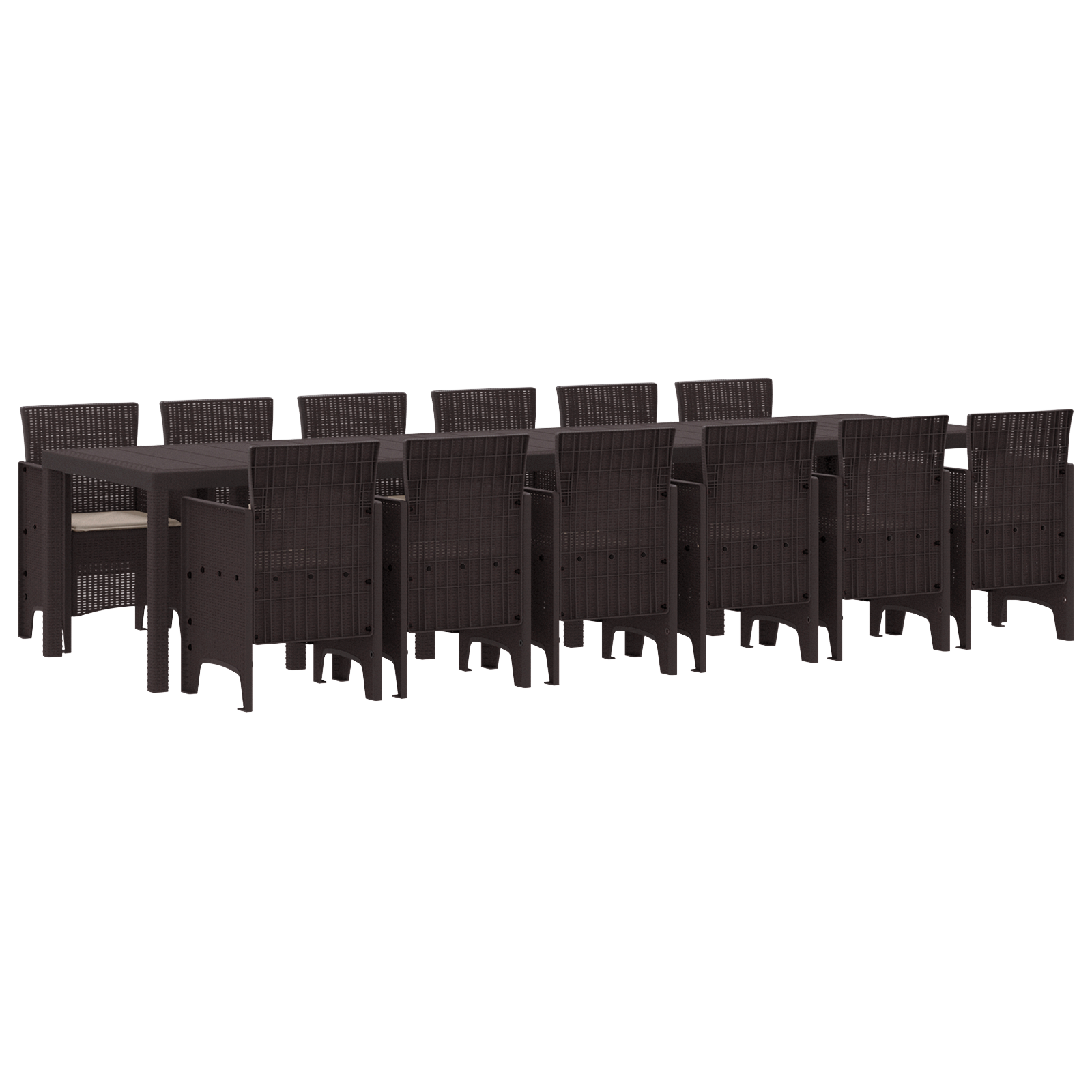 13-delige Tuinset met kussens poly rattan bruin