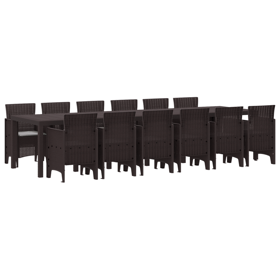 13-delige Tuinset met kussens poly rattan bruin