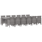 Tuinset 13-delig lichtgrijs poly rattan