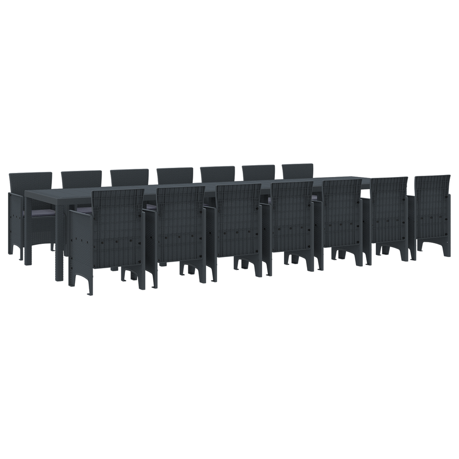 15-delige Tuinset met kussens poly rattan antraciet