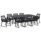 Tuin eettafelset 9-delig poly rattan zwart