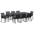 Garden dining set 9 pcs Black poly rattan