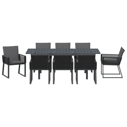 Tuin eettafelset 9 pcs Zwart poly rattan