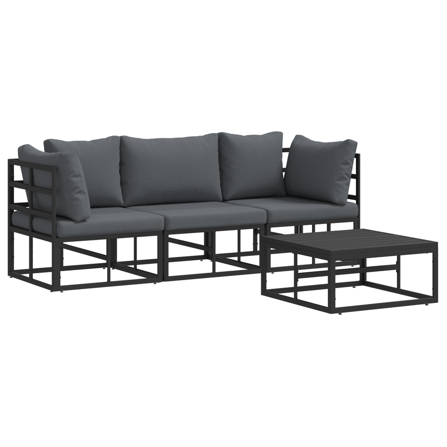 Tuin Sofa Set met kussen met kussen 4 pcs Zwart 70 x 70 x 32 cm Aluminium