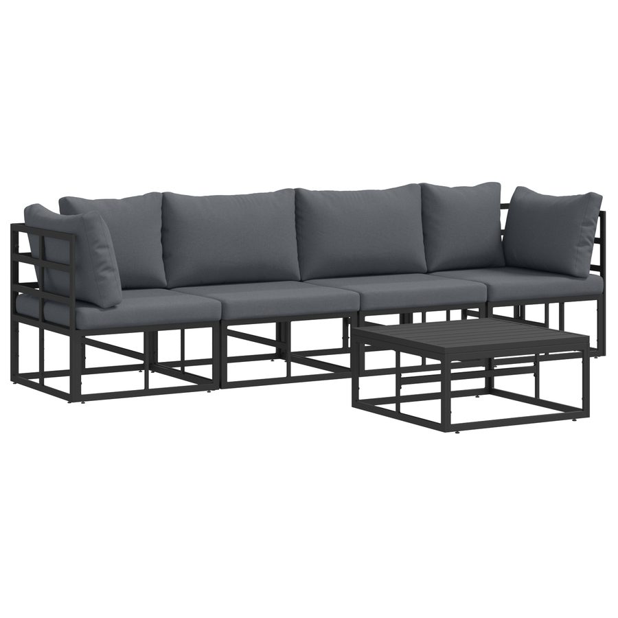 Tuin Sofa Set met kussen met kussen 5 pcs Zwart 70 x 70 x 32 cm Aluminium