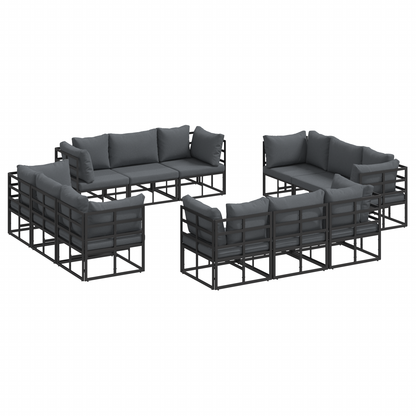 Tuin Sofa Set 12 pcs Zwart 213 x 71.5 x 71 cm Aluminium