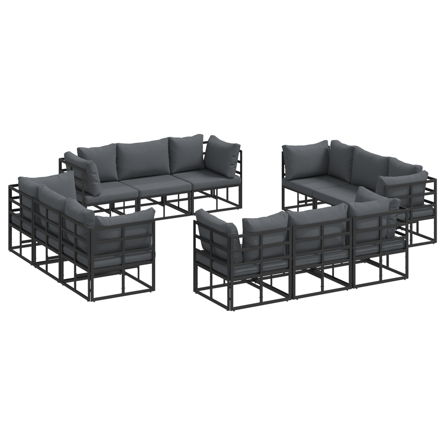 Tuin Sofa Set 12 pcs Zwart 213 x 71.5 x 71 cm Aluminium
