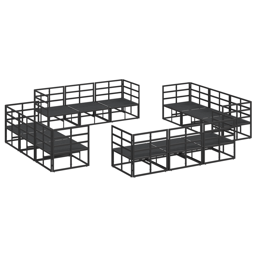 Tuin Sofa Set 12 pcs Zwart 213 x 71.5 x 71 cm Aluminium