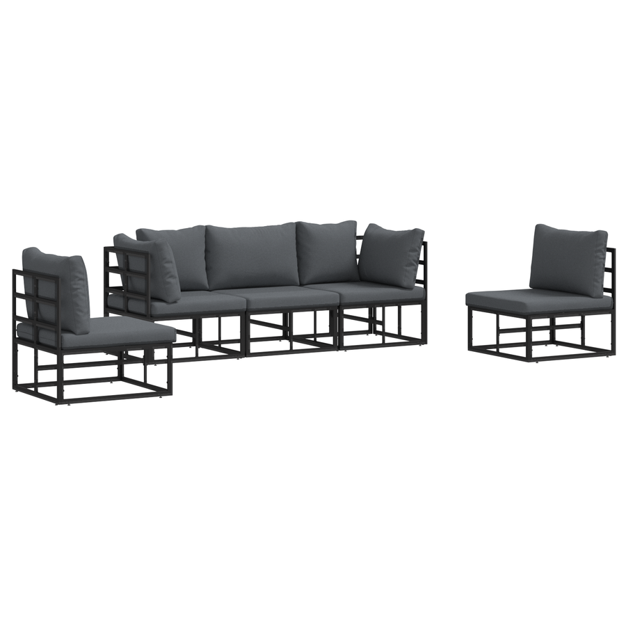 Tuin Sofa Set 5 pcs Zwart 213 x 71.5 x 71 cm Aluminium