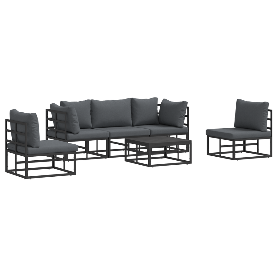 Tuin Sofa Set met kussen met kussen 6 pcs Zwart 70 x 70 x 32 cm Aluminium